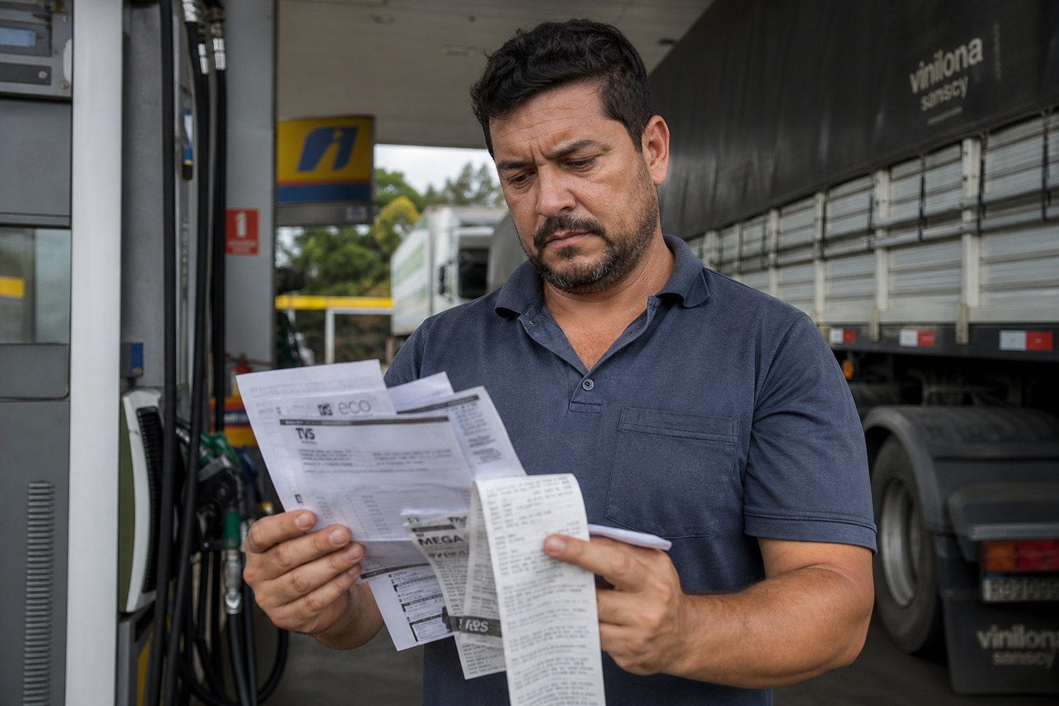 Transportador controlando pagamentos e despesas