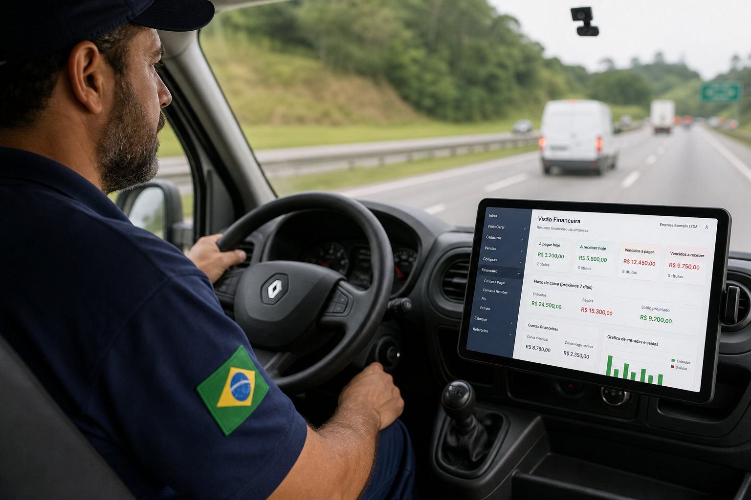 Motorista em rota com gestão organizada